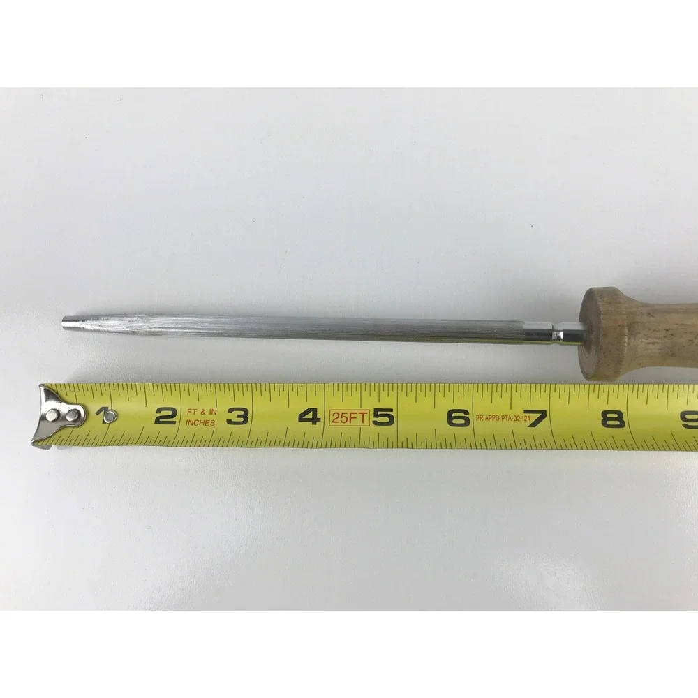 Vintage‎ Unbranded Knife Sharpening Steel Rod Wooden Handle Kitchen Tool 12